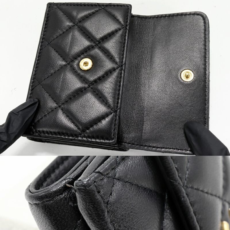 Chanel Trifold Wallet With Coin Purse Iconic Print Coco Mark Compact Wallet