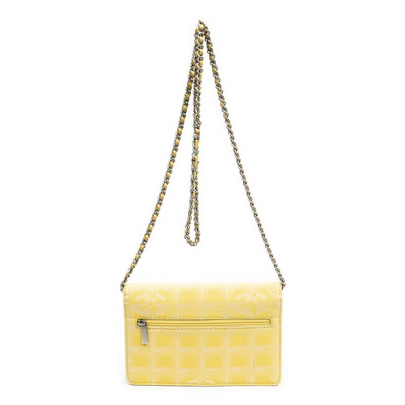 Chanel New Travel Line Wallet On Chain Yellow Travel Line Nylon Canvas A