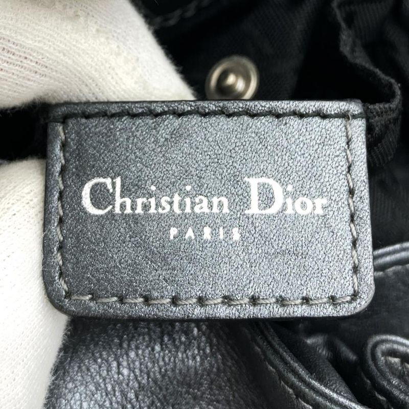 Christian DIOR Maris Pearl Handbag Leather Gray Women