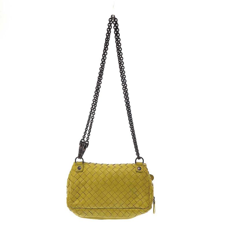 Bottega Veneta Intrecciato Chain Shoulder Bag in Yellow