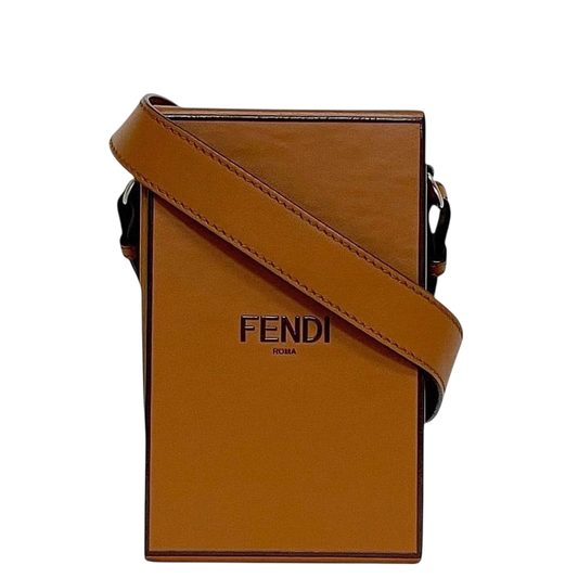 Fendi Shoulder Bag Box Bag Brown 7va519 Excellent Condition