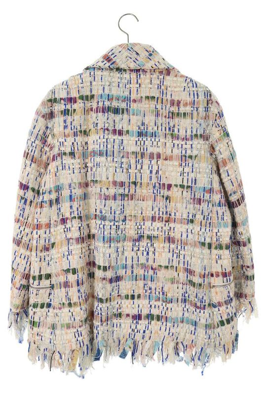 Chanel P58626v44610 Coco Mark Button Fringe Tweed Jacket Ladies 38