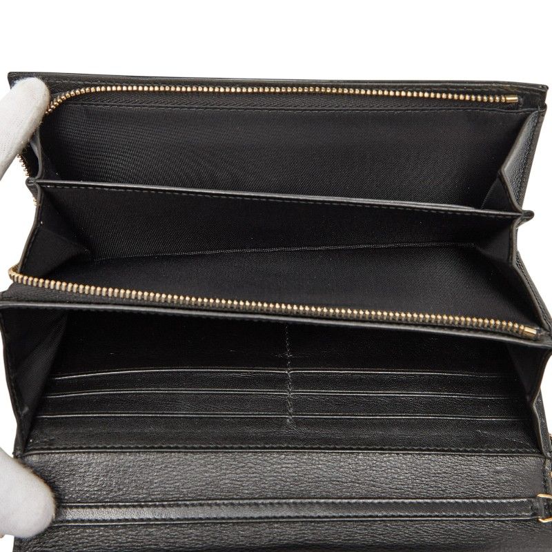 Dior Logo Chain Wallet Long Wallet Handbag Black Gold Patent Leather Women Dior