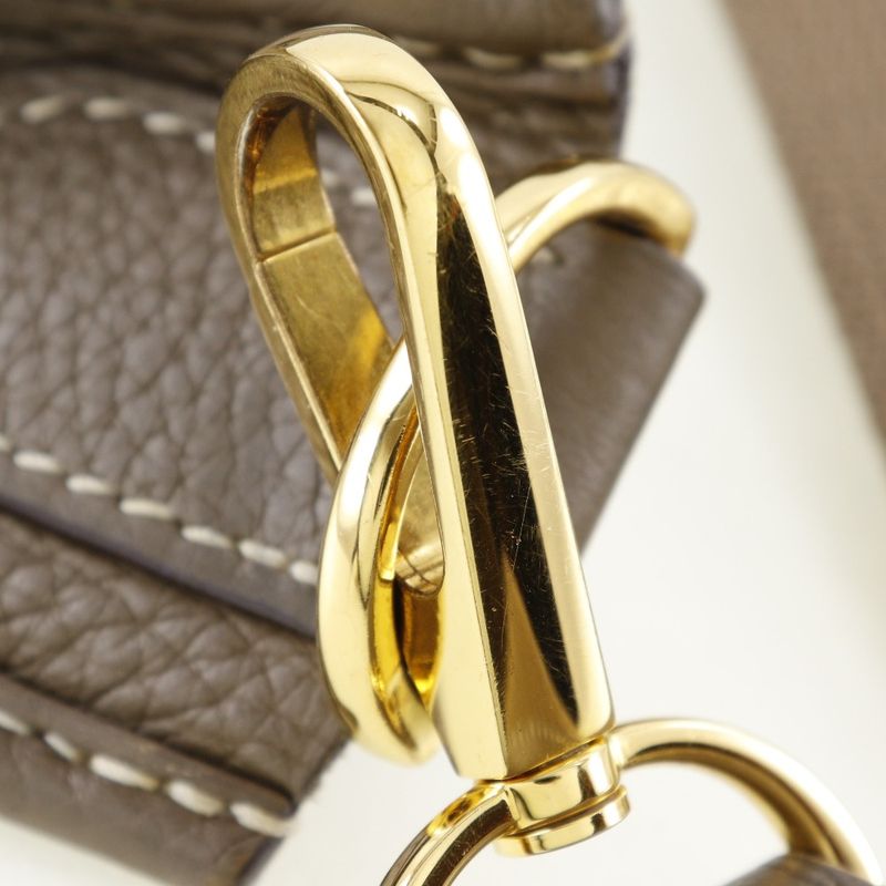 Hermes Evelyn 3PM Taurillon Clemence Etoupe Gold Hardware D Ladies Shoulder Bag