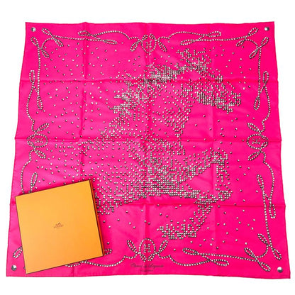 Hermes Carre 90 Cheval De Legende Legendary Horse Scarf Silk Pink With Box