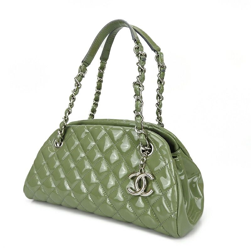 Chanel Handbag Mademoiselle Beau Ring Coco Mark Enamel Green Silver Hardware