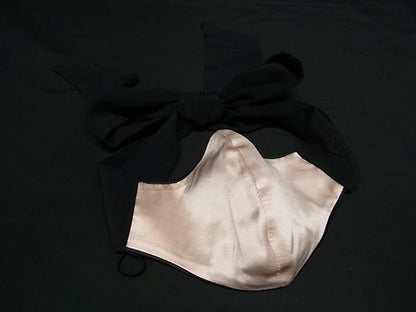 Fendi Satin Ribbon Face Mask Women Pink Beige And Black Bl6059
