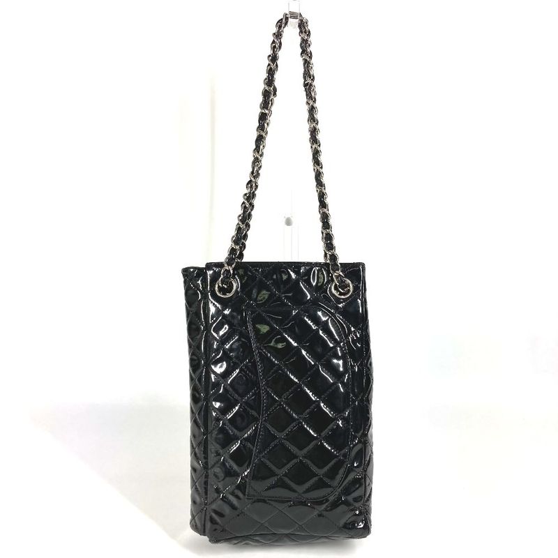Chanel Upside Down Shoulder Bag Matelasse Enamel Black