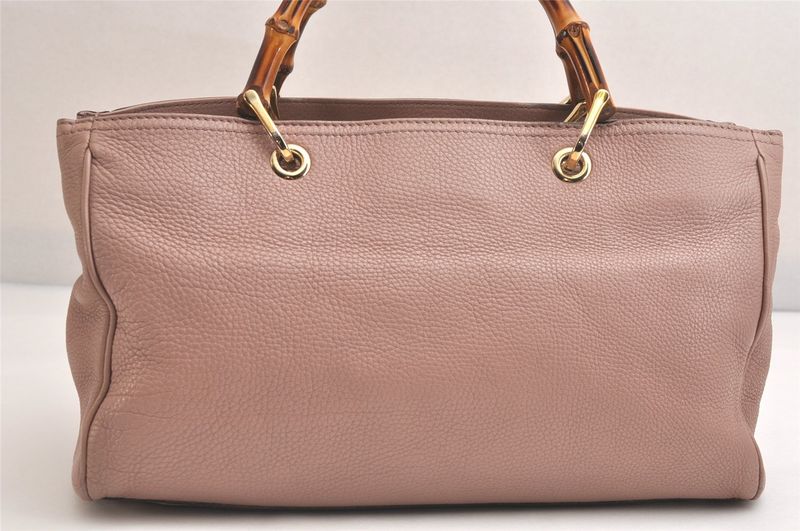 Gucci Bamboo Shopper Medium 2way Handbag Leather 323660 Pink 3631n