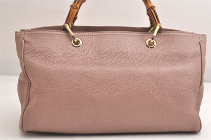 Gucci Bamboo Shopper Medium 2way Handbag Leather 323660 Pink 3631n