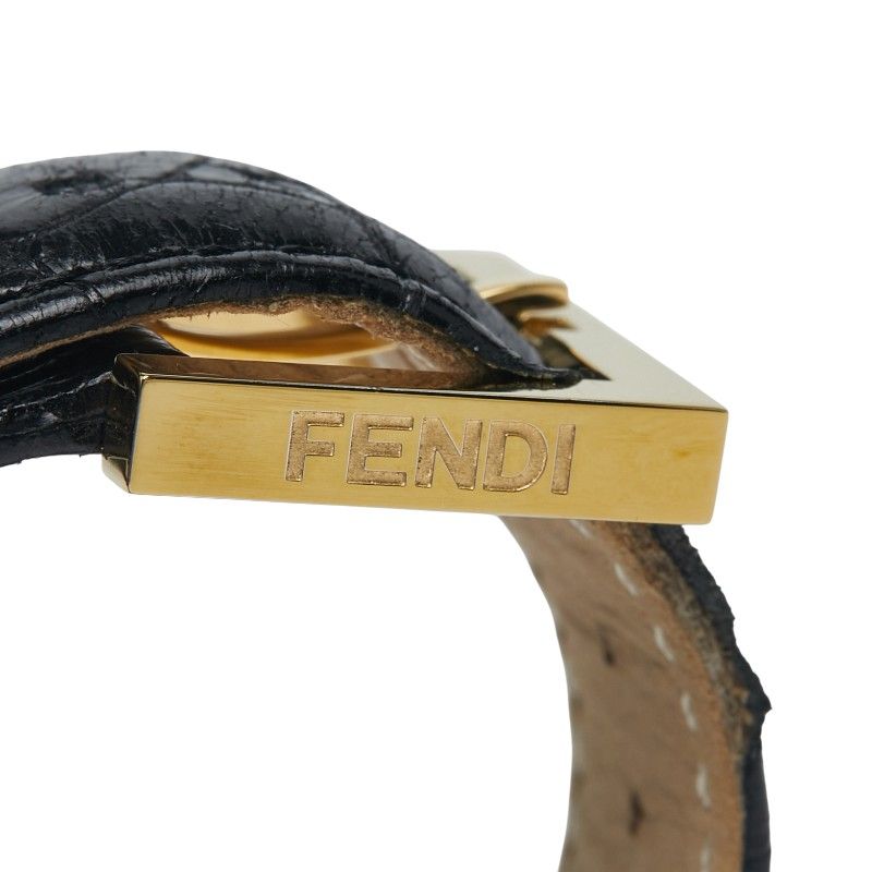 Fendi Classico 7000g Gold Black Stainless Steel Leather Ladies Fendi