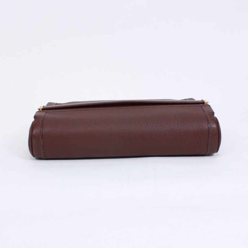 Hermes Equi Havana Taurillon Leather Brown Clutch Bag Gold