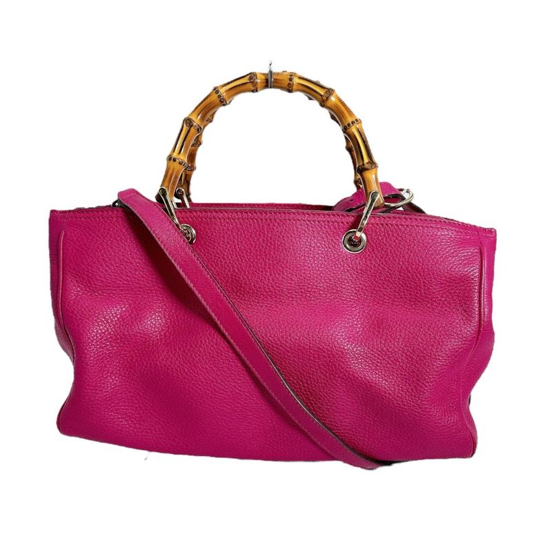 Gucci 323660 2WAY Bag Tote Bamboo Handbag Gucci Pink