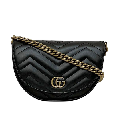 Gucci Chain Shoulder Bag Black GG Marmont 746431