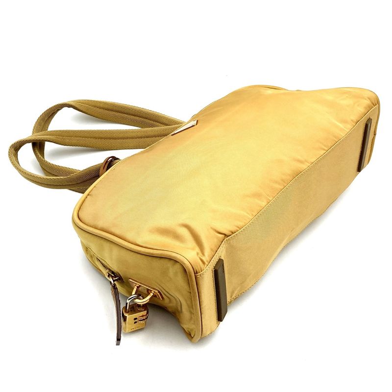 Prada Handbag Tote Bag Nylon Beige With Key Women Men Fashion