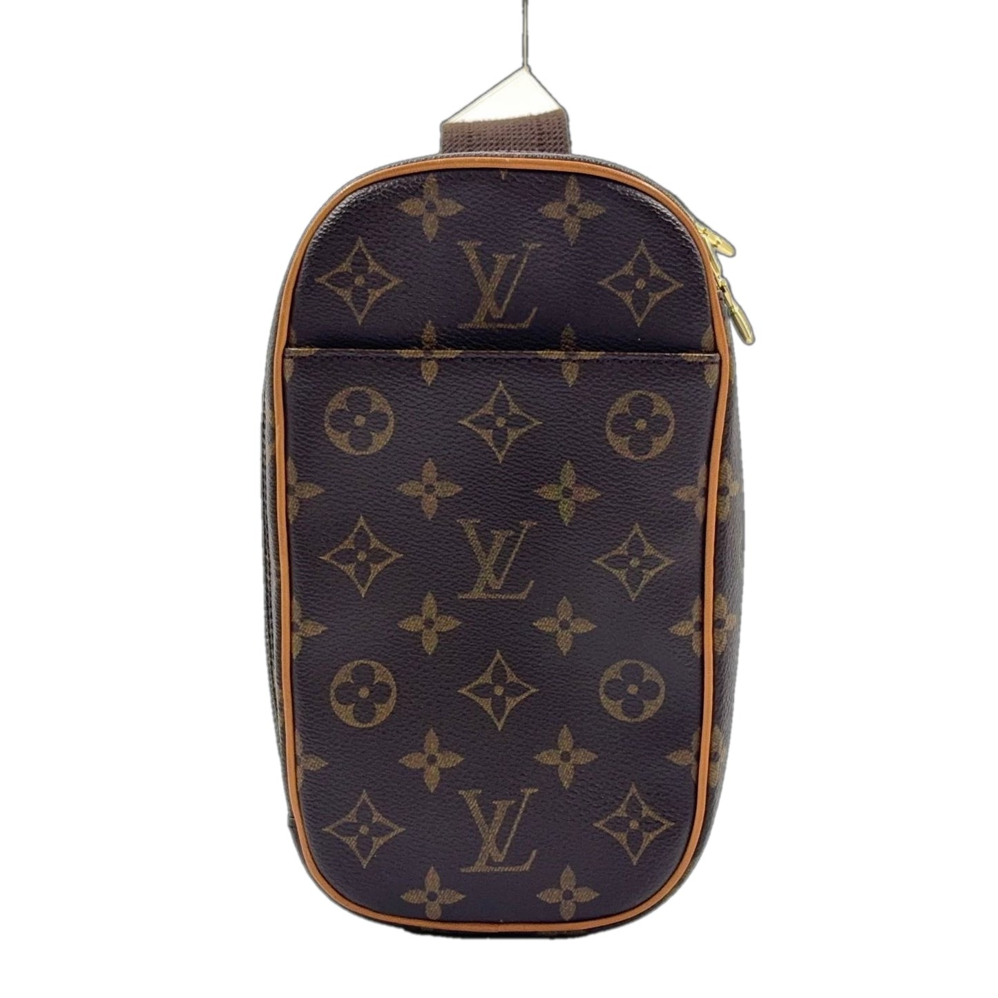 Louis Vuitton Pochette Gange Monogram Leather Brown Belt Bag Gold