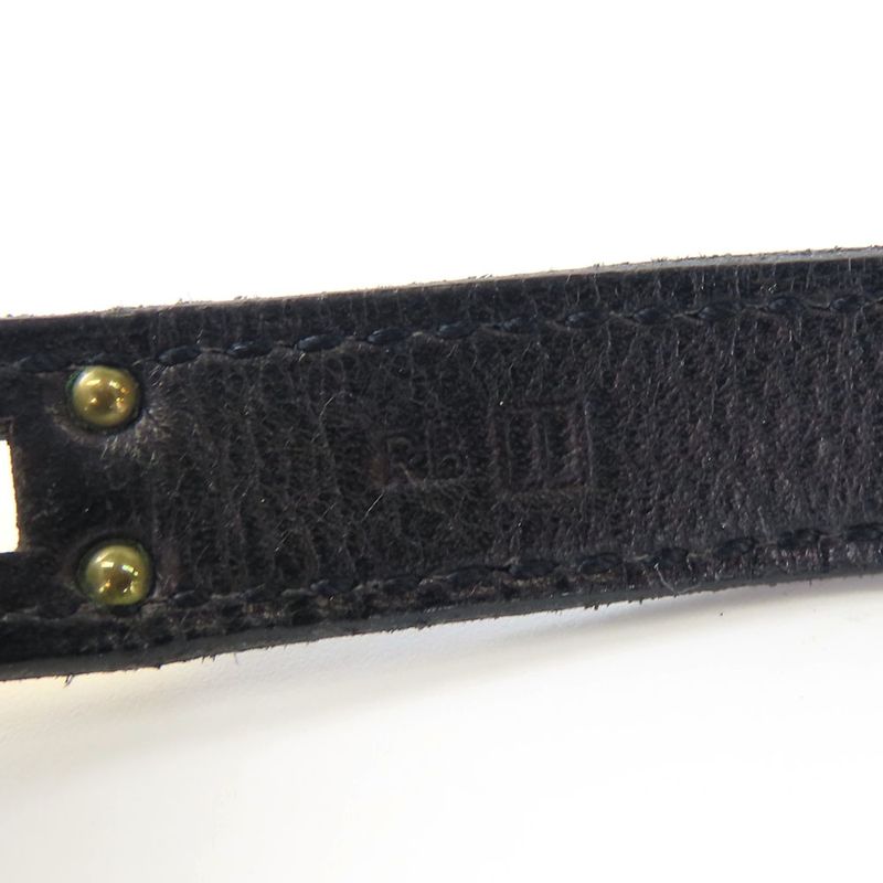 Hermes Bracelet Kelly Leather Metal Black Gold Hardware □I Engraved Accessories