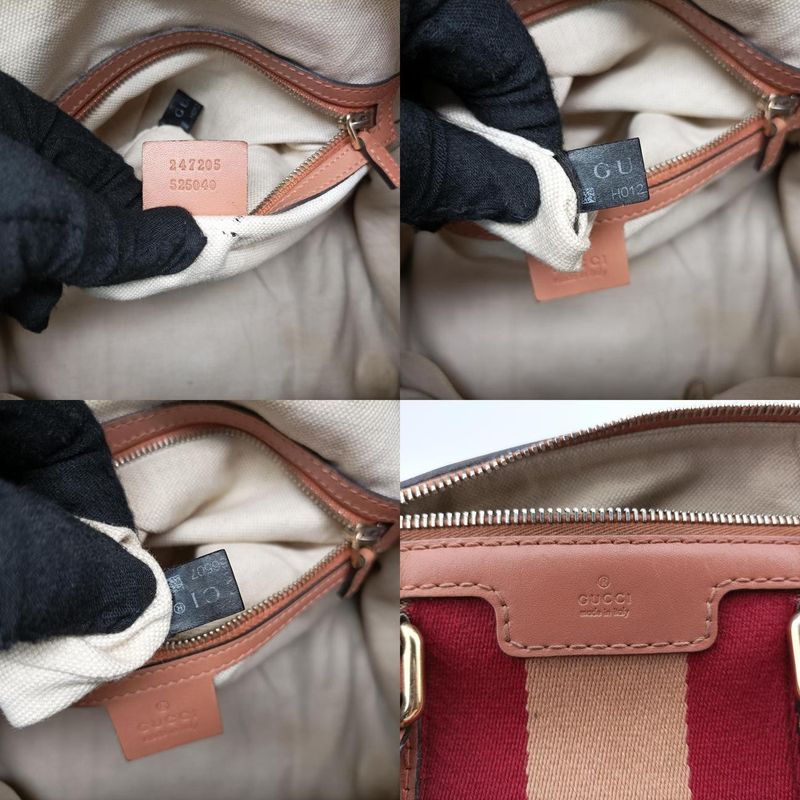 Guccisherry Line Beige And Red And Orange Canvas And Leather 247205 Unknown