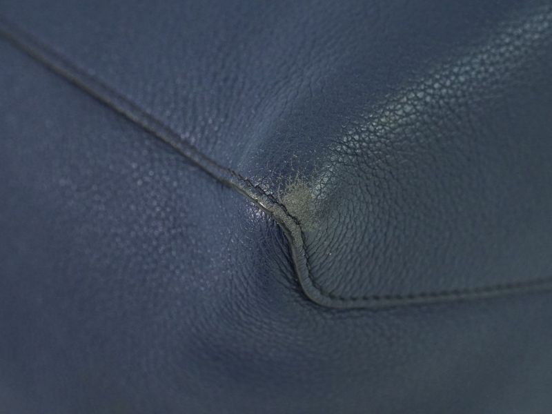 Authentic Prada Leather Shoulder Bag Tote Bag Navy 1bg202 Bag Pre-owned