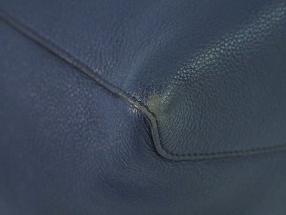 Authentic Prada Leather Shoulder Bag Tote Bag Navy 1bg202 Bag Pre-owned