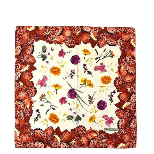 Christian Dior Scarf Red Beige White Multicolor