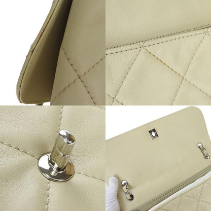 Chanel Shoulder Bag Matelasse Large Calf Beige Ivory Silver Hardware Chain 15th