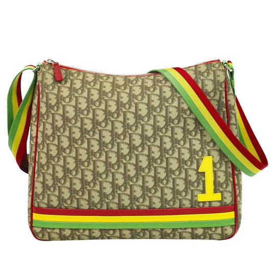 Authentic Christian DIOR Trotter Rasta Shoulder Bag Pochette PVC Brown Multicolo