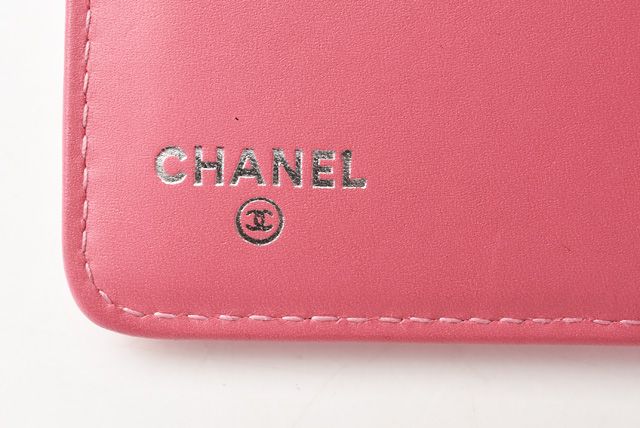 Chanel Wallet Chanel 2 Fold Wallet Leather Quilted Stitching Rose Silver
