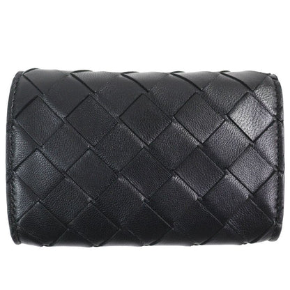 Bottega Veneta Intrecciato Compact Wallet Leather Coin Case Black Storage With