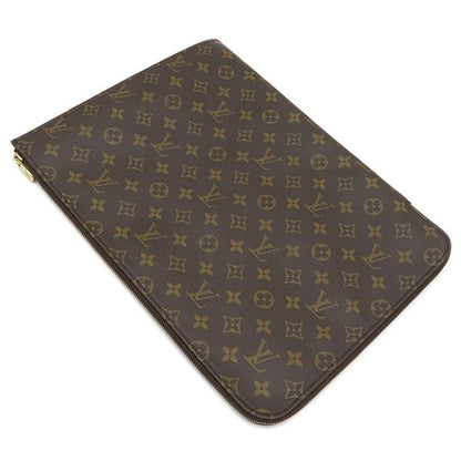 Louis Vuitton Clutch Bag Poche Documents Monogram Canvas Monogram Gold Hardware