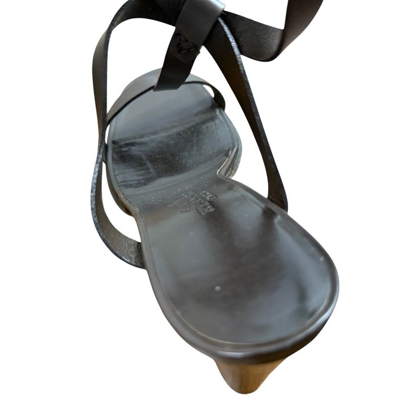 Hermes Leather Strap Sandals Size 36 1/2 Approx 23.5cm (9.25in) Brown Women's