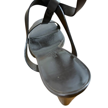 Hermes Leather Strap Sandals Size 36 1/2 Approx 23.5cm (9.25in) Brown Women's