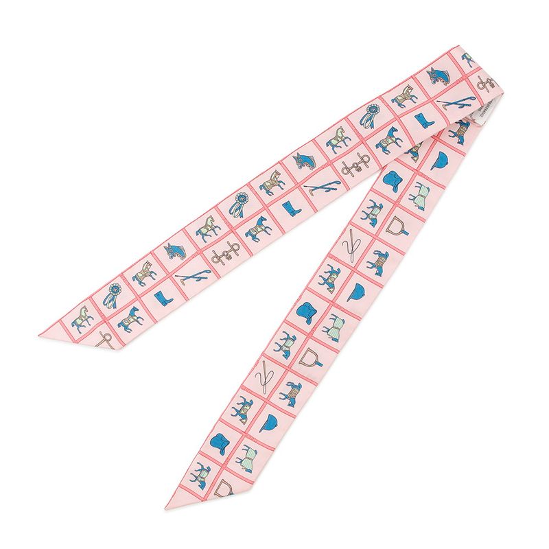 Hermes Scarf Twill Horsewear Couvertures Et Tenues de Jour Silk Rose Blue Veil