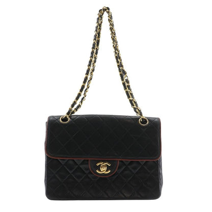 Chanel Chain Shoulder Matelasse Double Chain Lambskin Black Ladies Shoulder Bag