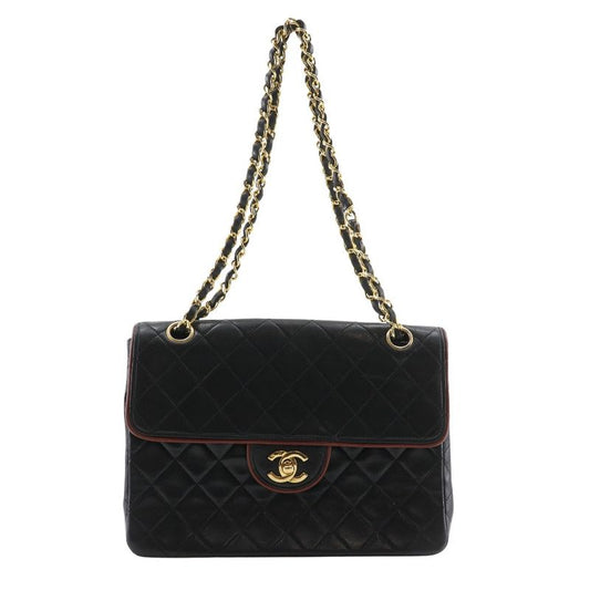Chanel Chain Shoulder Matelasse Double Chain Lambskin Black Ladies Shoulder Bag
