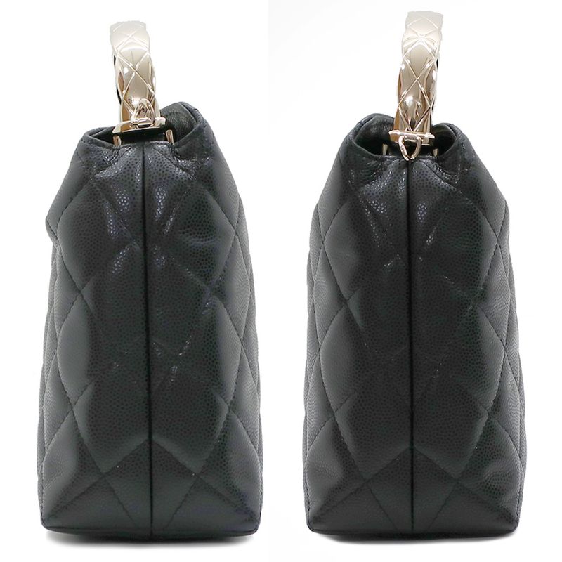 Chanel Top Handle 2WAY Bag Shoulder Bag Black Gold Hardware Matelasse