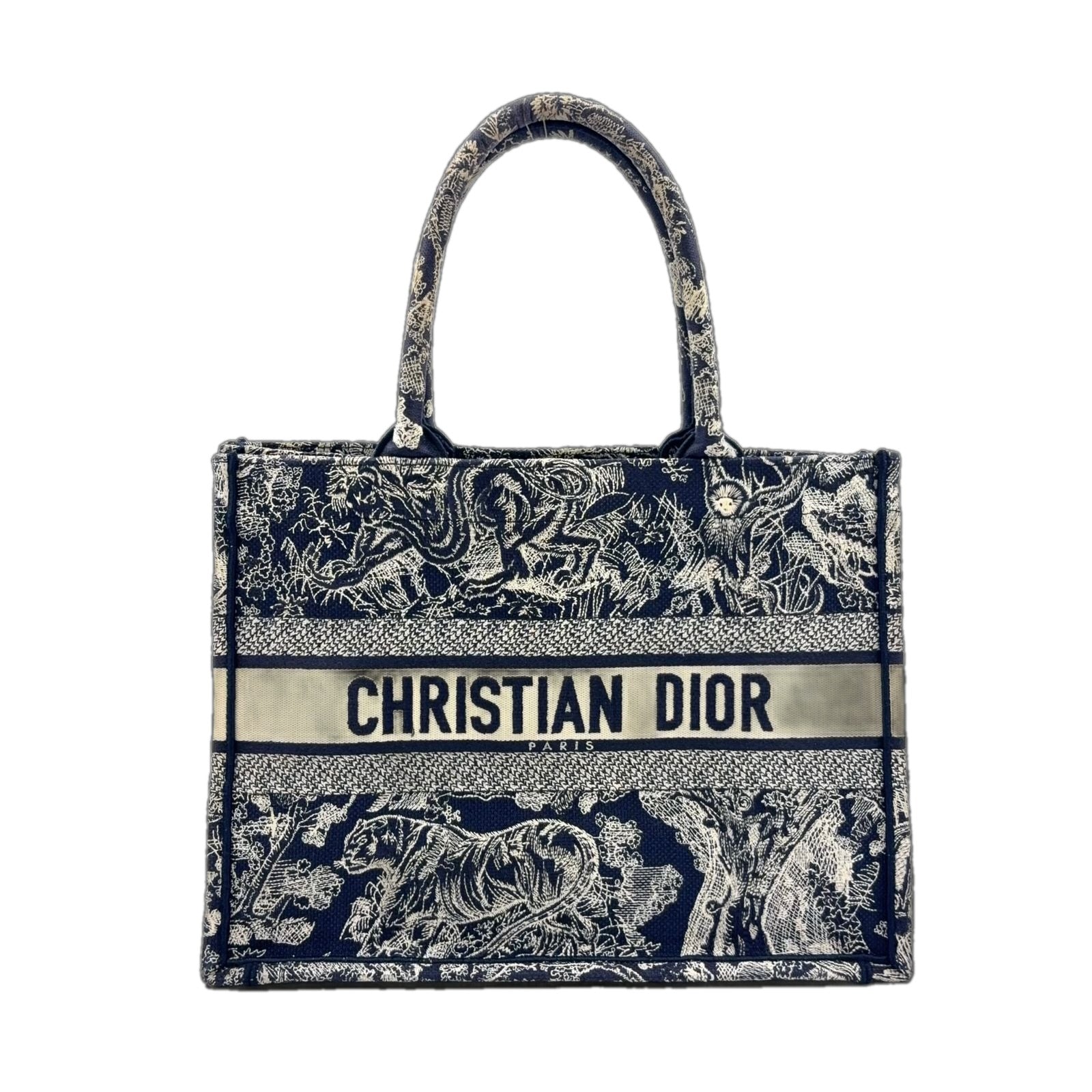 Dior Book Tote Toile de Jouy Reverse Embroidery Canvas Dark Navy
