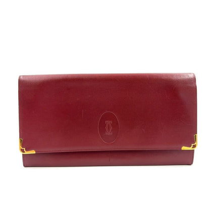 Cartier Mustline Leather Bordeaux Clutch Bag Gold 7 318 4 155