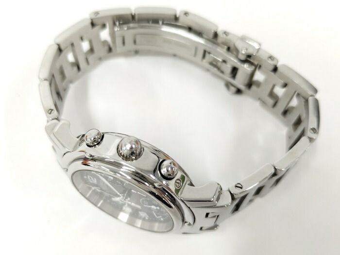 Hermes Clipper Ladies Watch Chronograph SS Quartz Black Dial Cl1310