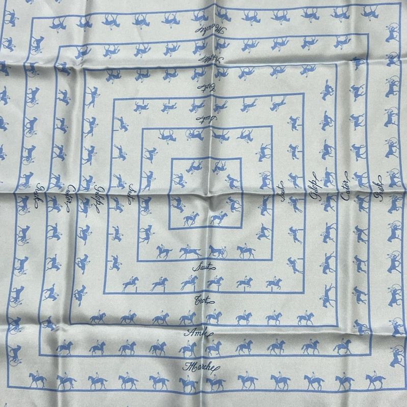 Hermes Scarf Petit Carré Light Blue Riding Horse/saut Galop Canter Rack