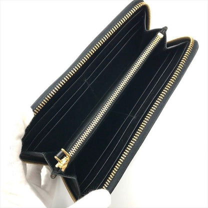 Prada Big Logo Saffiano Zip Around Wallet Black