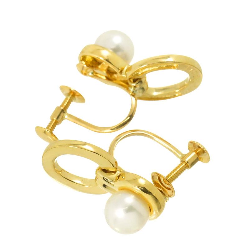 Christian DIOR Akoya Pearl 58mm (023in) Earrings 18K YG Yellow Gold 750 Akoya