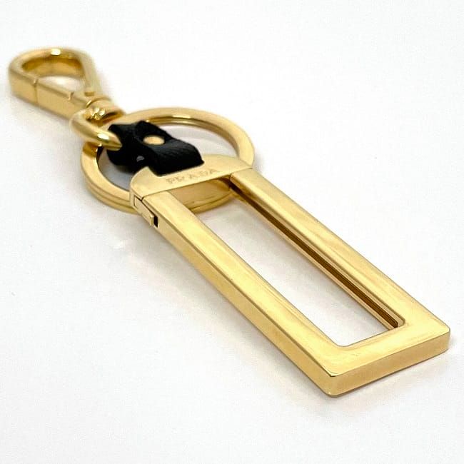 Prada Key Holder Gold Brown Black 1tl125 Never Used Excellent Condition