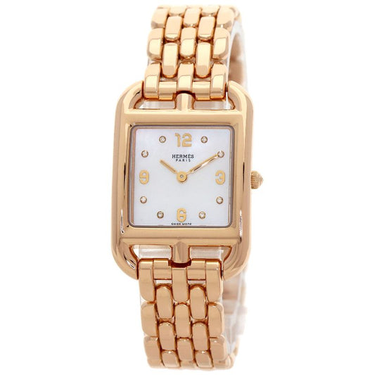 Hermes Cc1270a Cape Cod 8P Diamond Watch 18K Pink Gold Ladies