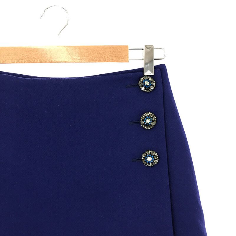 Christian DIOR - Wool Bijoux Button Skirt - 36 - Navy - Women's