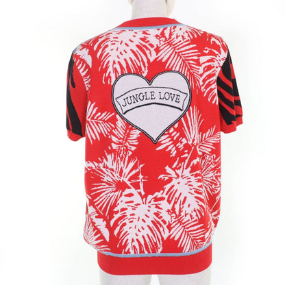 Hermes 23SS 3e2868d3 Jungle Rub 100% Silk Twill Raine Short Sleeve Knit Top Red