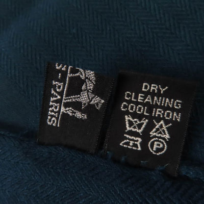 Hermes Cashmere Wool Large Shawl Scarf With Big H Pattern Fringe Dark Green