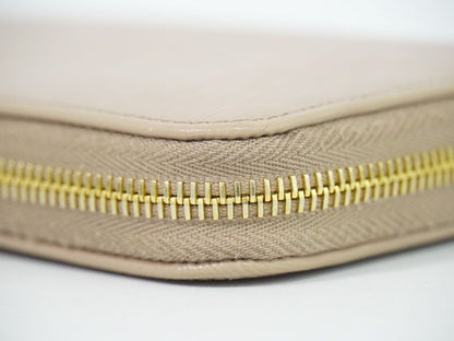 Authentic Prada Leather Round Zipper Long Wallet Long Wallet Beige Wallet