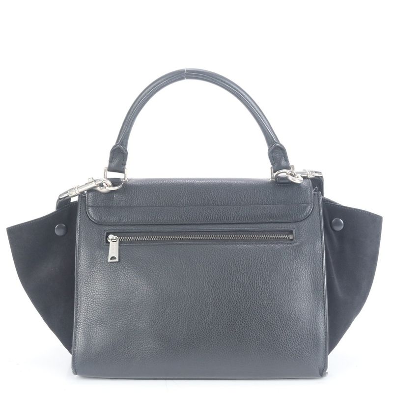 Celine Trapeze Small Leather 2WAY Shoulder Bag Shoulder Tote Hand Black Women's
