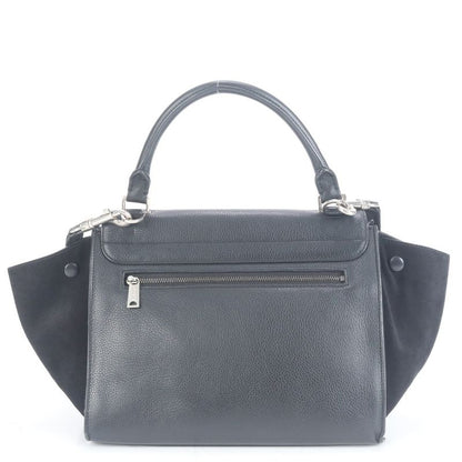 Celine Trapeze Small Leather 2WAY Shoulder Bag Shoulder Tote Hand Black Women's